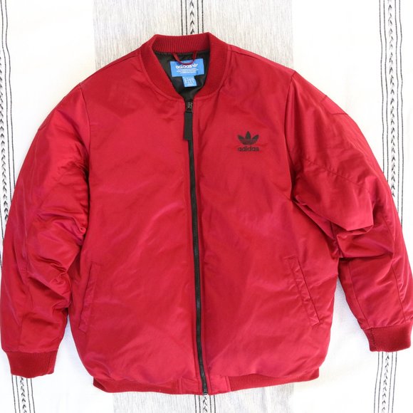 Adidas Red Insulated Bomber Jacket | Women's Large